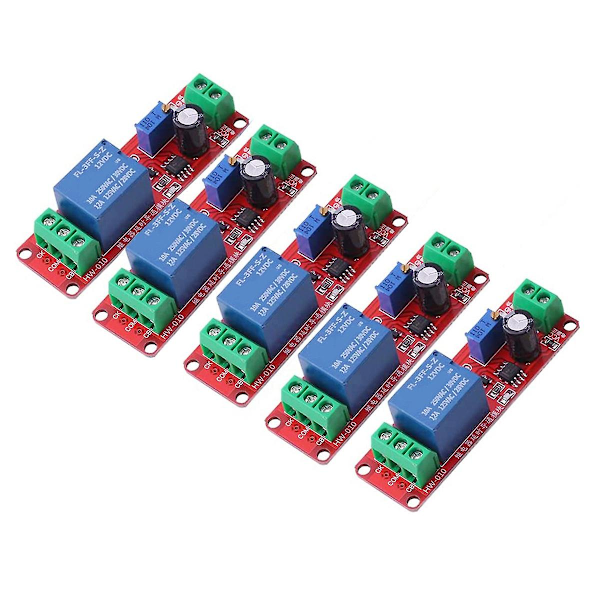 5 st NE555 DK555 Timer Switch Justerbar Koppla bort Modul Tidsfördröjningsrelä Modul DC 12V Fördröjningsrelä