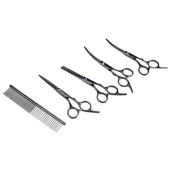 Pet Grooming Scissors Kit 7 stk - Klipning tyndere hårklippningsværktøjer til hund- og kattefrisører