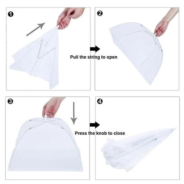 2-pak Mesh Pop-Up Mads-Parasoller - Stilful Beskyttelse til Dine Måltider Hvid