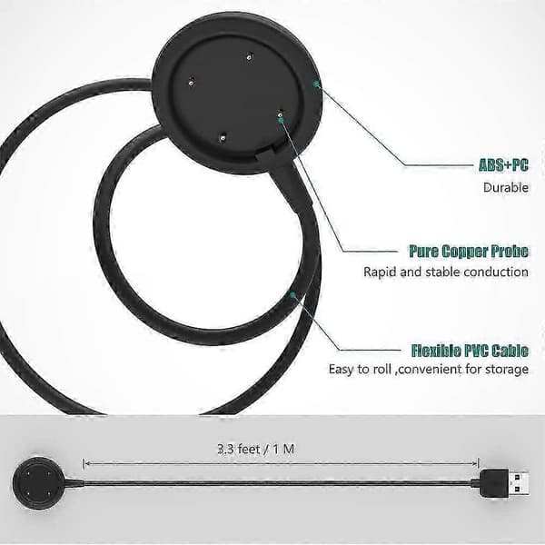 Polar Ignite 1/2 Opladerkabel - Ur Data Synkronisering & Strømkabel - Sort