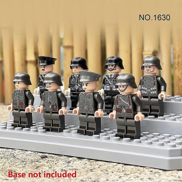 8 st Militär Montering Leksaker Tyska Soldater Monterade Minifigurer