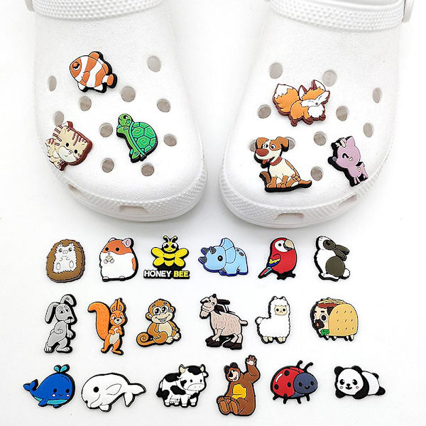 24 st Jungle Djur Tema Skoberlocker Cartoon Sko Dekoration För Croc Clog Sandaler Tillbehör Barn Vuxna Festpresenter Gåva