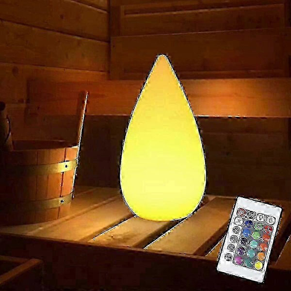 Laddbar Trådlös LED-Bordslampa, IP54 Tåreformad Bastulampa Dimbar Sänglampa Med RGB-Färgbyte, Utomhus Bordslampa Med Fjärrkontroll [
