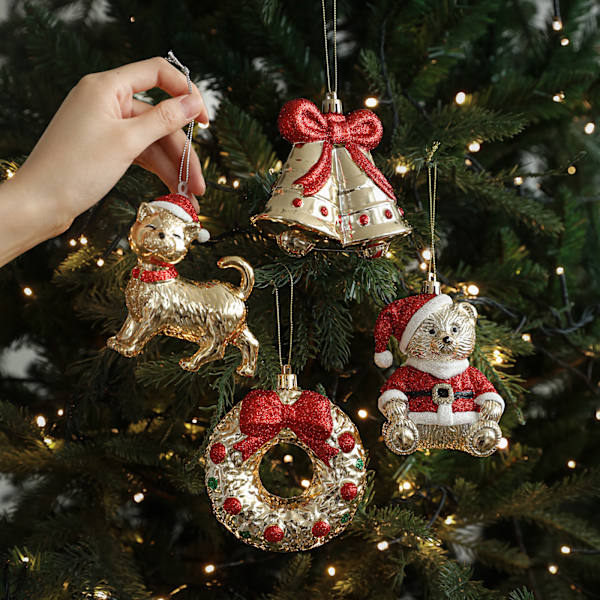 Katteformet julepynt i resin til december - gave