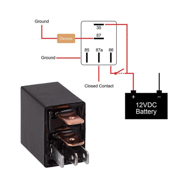 5 Stk. Relæ 12V 30A 5 Ben, SPDT Multipurpose Relæ Kraftig Standard Relæ 5 Ben 12VDC, Bilrelæ