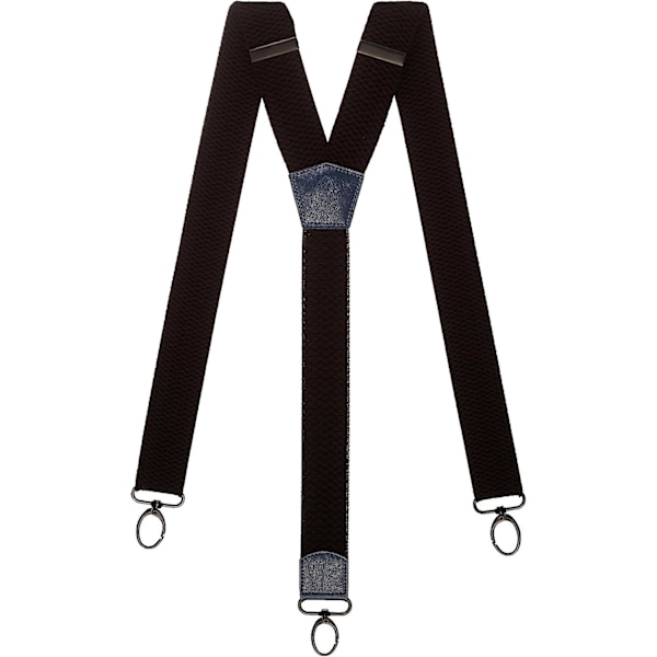 Olata Heavy Duty Y-formade hängslen, Svart med Färgad Läder och Svarta Karabiner - 4cm