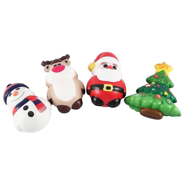 4 st PU Squishy Stressboll Leksak Rensa Ren Julgåva Långsam Återhämtning Antistress Squee