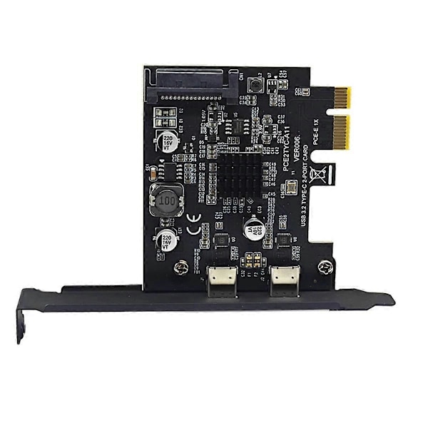 2-ports PCIE-kort PCI Express 3.0 X1 til dobbel USB-utvidelseskort SATA-strøm USB3.2 Gen2 10 Gbps ASM3142-brikke for stasjonær PC