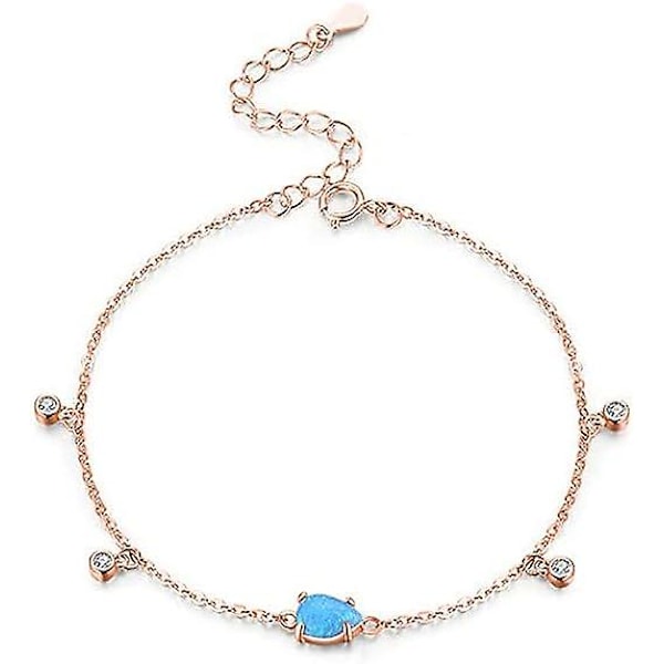 14k Gold Opal Bracelet For Women,dainty Blue Drop Opal Halo Chain Bracelet With Moissanite,fashion Jewelry Gift For Her