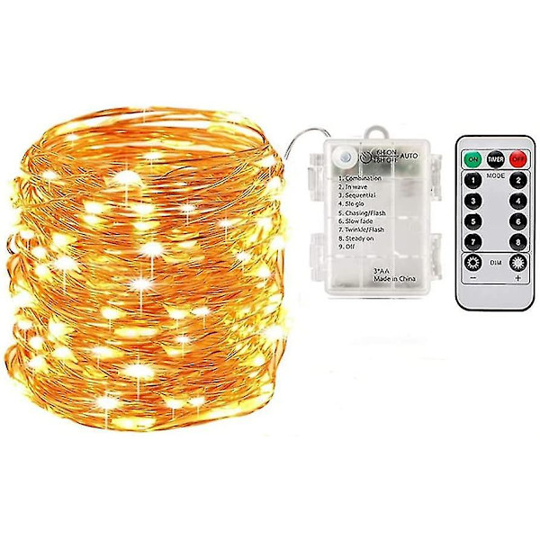 Feerielys, julelys LED, 8 moduser utendørs feerielys, batteridrevne feerielys, kobbertrådslys for fest, hage, jul, halloween, bryllup