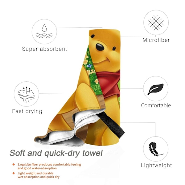 Winnie The Pooh Mikrofiber Strandhåndkle Overdimensjonert Lett Hurtigtørkende Sandfritt Store Håndklær