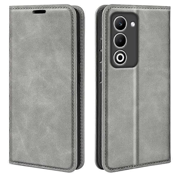 Til Oppo A5 5G Etui Hud Touch Læderpung Telefon Cover Grå