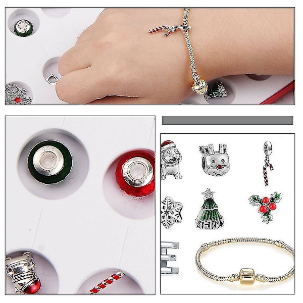 2024 Glædelig Jul 24 Dages Nedtællings Adventskalender DIY Armbånd Vedhæng Blind Box Julegave