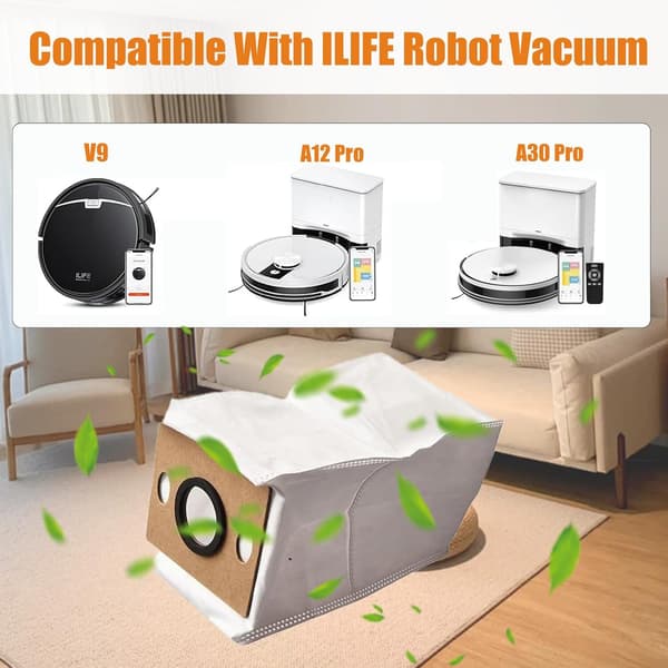 8 st ersättningsdammsugarpåsar för ILIFE V9/ V9 Pro/ A12 Pro/ A30 Pro dammsugare