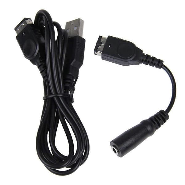 Opladerkabel og 3,5 mm hovedtelefonadapterkabel til Gameboy Advance SP
