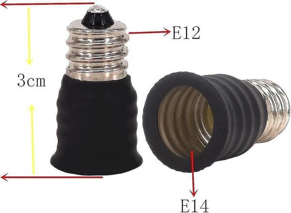 Sett med 8 E12 til E14 adaptere for glødepærer E12 til E14