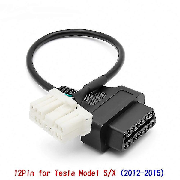 12-polet Obd2 Adapter Han- og Hun-stikkabel til 2012-2015 Tesla Model S/X Obdii Diagnostisk Kabel Elektronisk Kabel