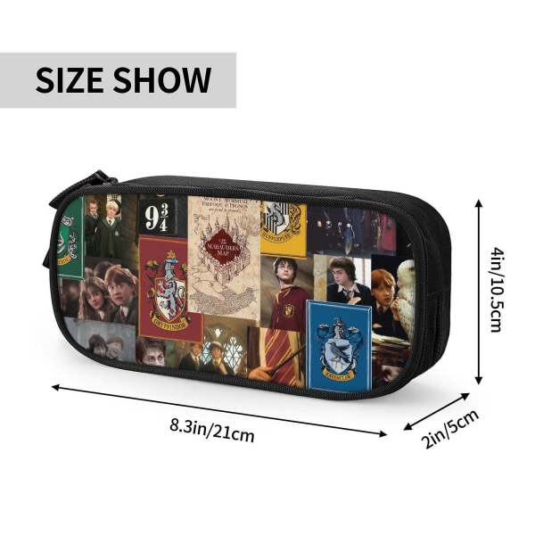 Logotyp Harry Potter Pennfodral Stor Kapacitet Dubbelskikts Pennväska Skola Stationery Pouch Organizer Kontorsmaterial Pennfodral För Barn Vuxen-w286