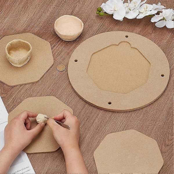 Indre Bat til Potterihjul 12 Rund Bærbar Lervægningsplade med 6 stk. 7,8\" Hexagon Pads Runde Lerkastningsbats til Pottemagere Lerkunstnere Spinnin