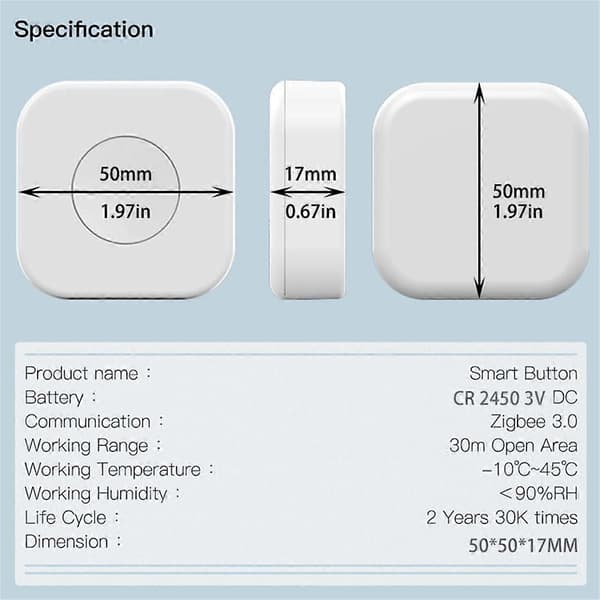 Tuya Zigbee Trådlös Mini Switch En Knapp Tryckknapp Kontroll Scen Smart Fjärrkontroll Hem Automation