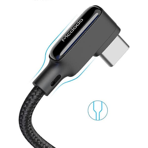 MCDODO 1.8M Spiralkabel med Vinkel Typc-C USB Data Sync Laddningskabel för Samsung Huawei Xiaomi