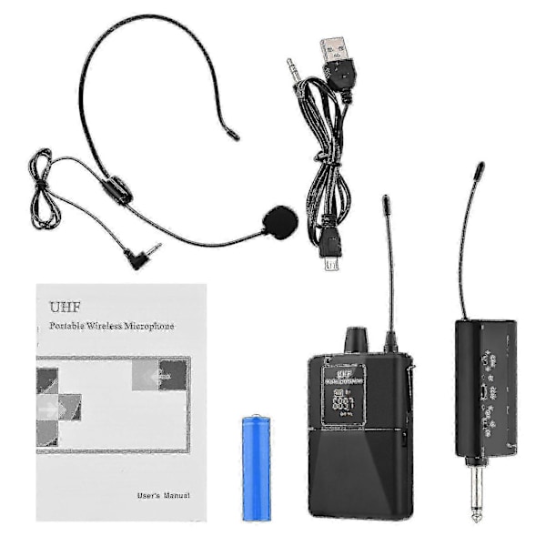 UHF Trådløst Mikrofon Headset med Sender og Modtager, LED Digital Display Bodypack - CDSX f26