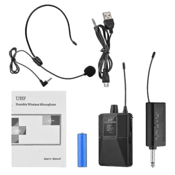 UHF Trådløst Mikrofon Headset med Sender og Mottaker, LED Digital Display Bodypack - CDSX f26