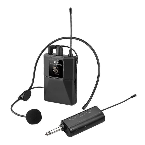 UHF Trådløst Mikrofon Headset med Sender og Mottaker, LED Digital Display Bodypack -CDSX