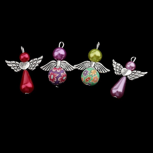 4x10 Stykker Assorterede Engelvinger Charms Perle Polymer Clay Vedhæng Findings