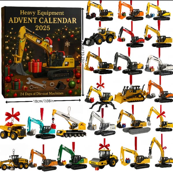 2025 Jul Adventskalender med Byggfordonstema Överraskningspresent i Blindbox