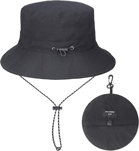 Fiskerhat, Vandtæt Solbeskyttelse, Justerbar Størrelse 56-58cm, Unisex Voksne, Sort