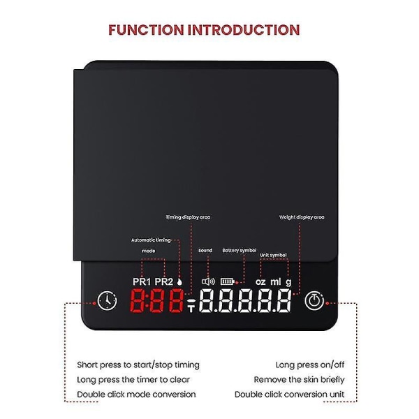 Mini Smart Köksvåg Vägning Precision Digital Kaffevåg Espresso med Timer