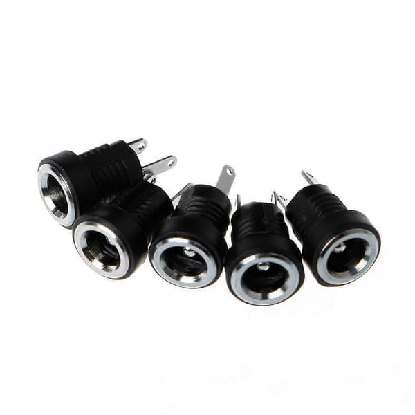5 stk DC-022B Strømforsyningsjack Stik Hun Panelmontering Stik 5,5 x 2,1 mm
