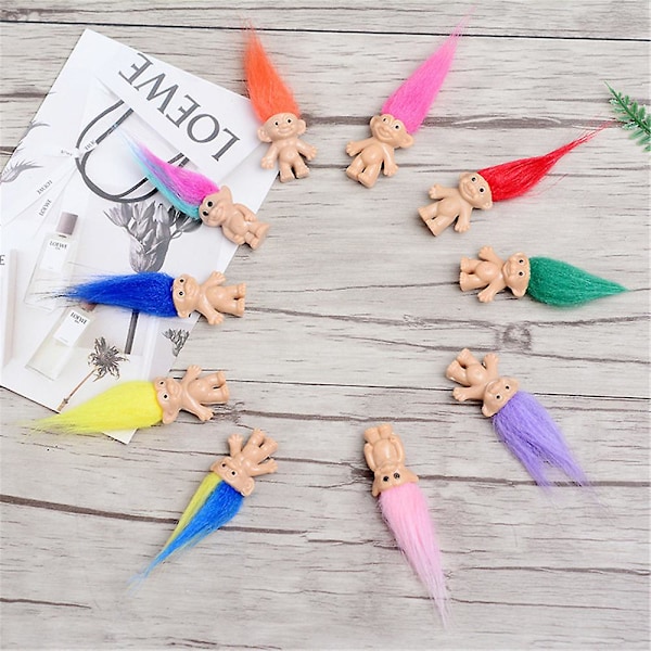10 stk Lykke Trolldukker Søte Mini Figurer Kake Toppere Dekorasjoner Søte Nisser Samleobjekt Leke Party Favør Gave