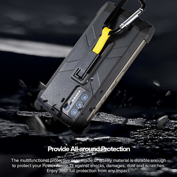 For Ulefone Power Armor 13 Ulefone Multifunksjonelt TPU + PC Beskyttelsesdeksel med Klips og Karabinkrok For Ulefone Armor 13