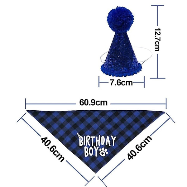 sysy Koiran Syntymäpäiväjuhlatarvikkeet, Poikakoiran Syntymäpäivä Bandana Huivi ja Koiran Syntymäpäivähattu Numerolla