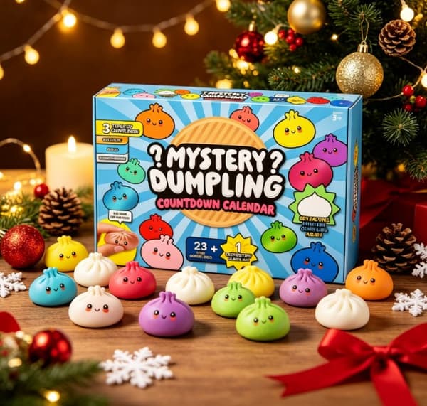Børns juleoverraskelse blind boks, 2026 ny mystisk dumpling julekalender med assorterede klemme-fidget-legetøj