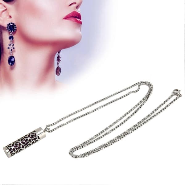 Eterisk Olja Diffuser Halsband Stilren Ihålig Design Justerbar Längd Rostfritt Stål Aromaterapi Hängsmycke YMMR)