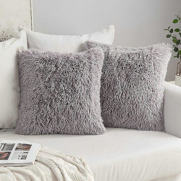 2-pack Mjuka Fuskpäls Kuddar Mjuk Konstgjord Päls Prydnadskudde Kuddfodral Fluffig Päls Päls Kudde Dekorativa Prydnadskuddar Kuddfodral för Soffa Sovrum
