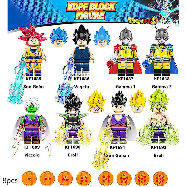 8 st/set Dragon Ball Byggstenarfigurer Montering Minifigurer för Barn Leksaker Presenter