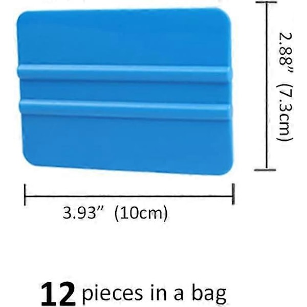 Sininen käsinapplikaattori-squeegee, tarra- ja vinyyliwrap-kätevä työkalu ikkunoiden sävytykseen, auton vinyyliwrappaukseen, tarra- ja tapettiasennukseen - 12 pakkausta