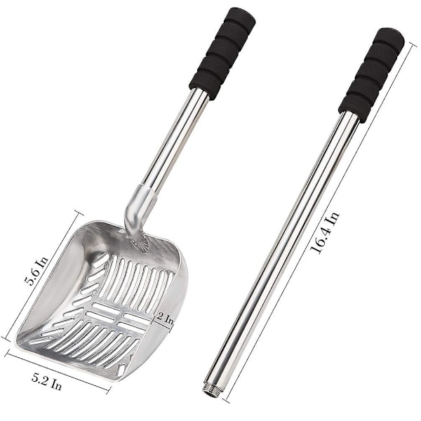 Metal Skop Med Dyb Skovl Og Langt Aftageligt Håndtag Rustfrit Stål Non-Stick Sigte Med Skum