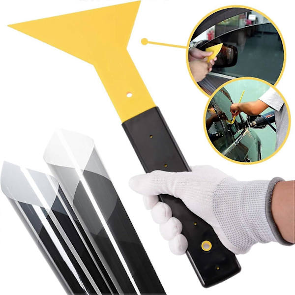 Vindusfolie-Squeegee med Langt Håndtak, Skrapeverktøy, Trekant, Slank Fot, Toning Squeegee, Frontrute, Snø, Frost, Isfjerning