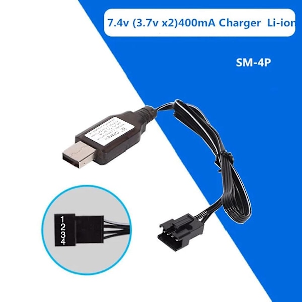 7,4v Sm4p omvendt lader 4-pin litiumbatteri Usb omvendt ladekabel