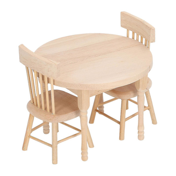 Retro Design Dockhusmatsal Set 1:12 Skala Miniatyr Rund Bord och Stol Möbler