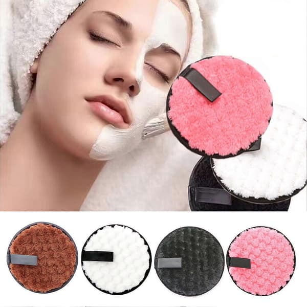 4 stk. Makeupfjerner Pads Runde Dobbeltsidet Genanvendelige Bløde Bærbare Vaskbare Makeup Mikrofiber PadYMMR)
