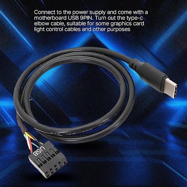 USB 9-stifts hane till moderkorts USB C hane adapterförlängningskabel Typ C-kabel