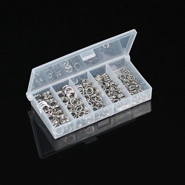 200st Rostfria Stål Fiske Splitringar Bete Drag Solid Loop Tackle Verktygssats