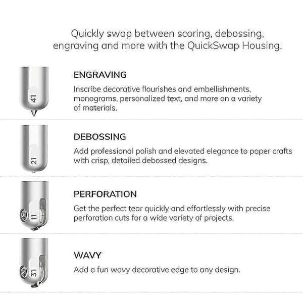 4 stk. graveringstips for Cricut Maker 3 Quickswap-system