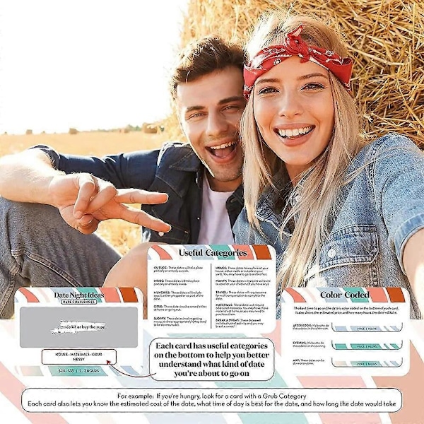 Romantiske par-date gaveideer, morsomme og eventyrlystne datekveldsboks-skrapeloddspill, spennende ideer for par